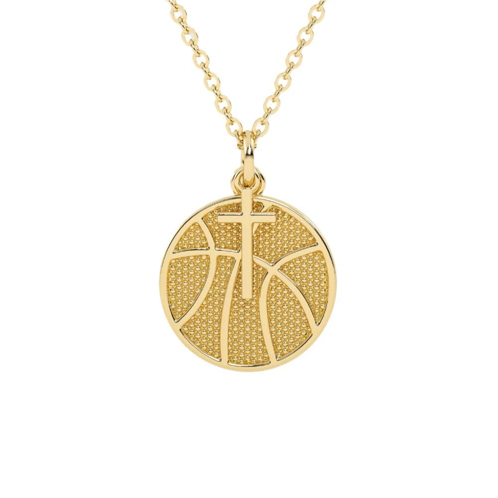Basketball Dangle Cross Necklace