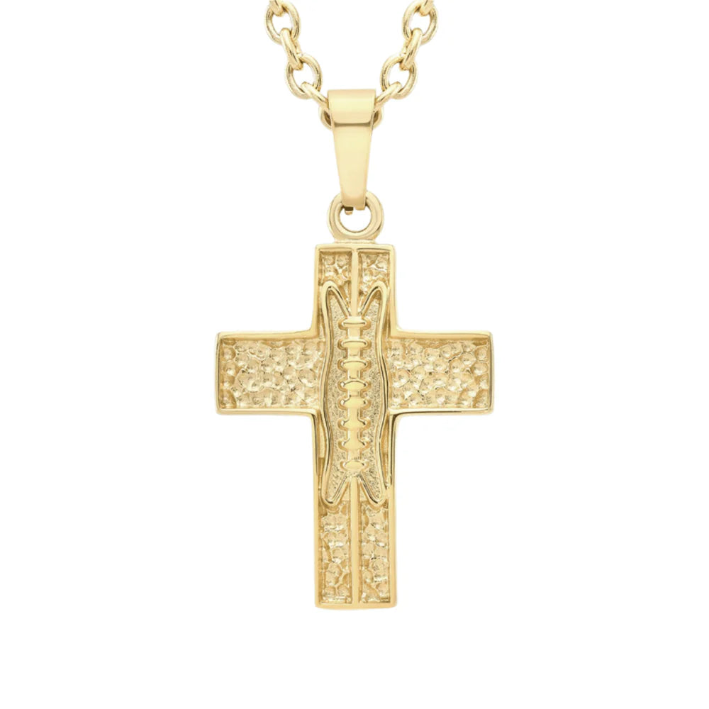 Pigskin Football Cross Necklace