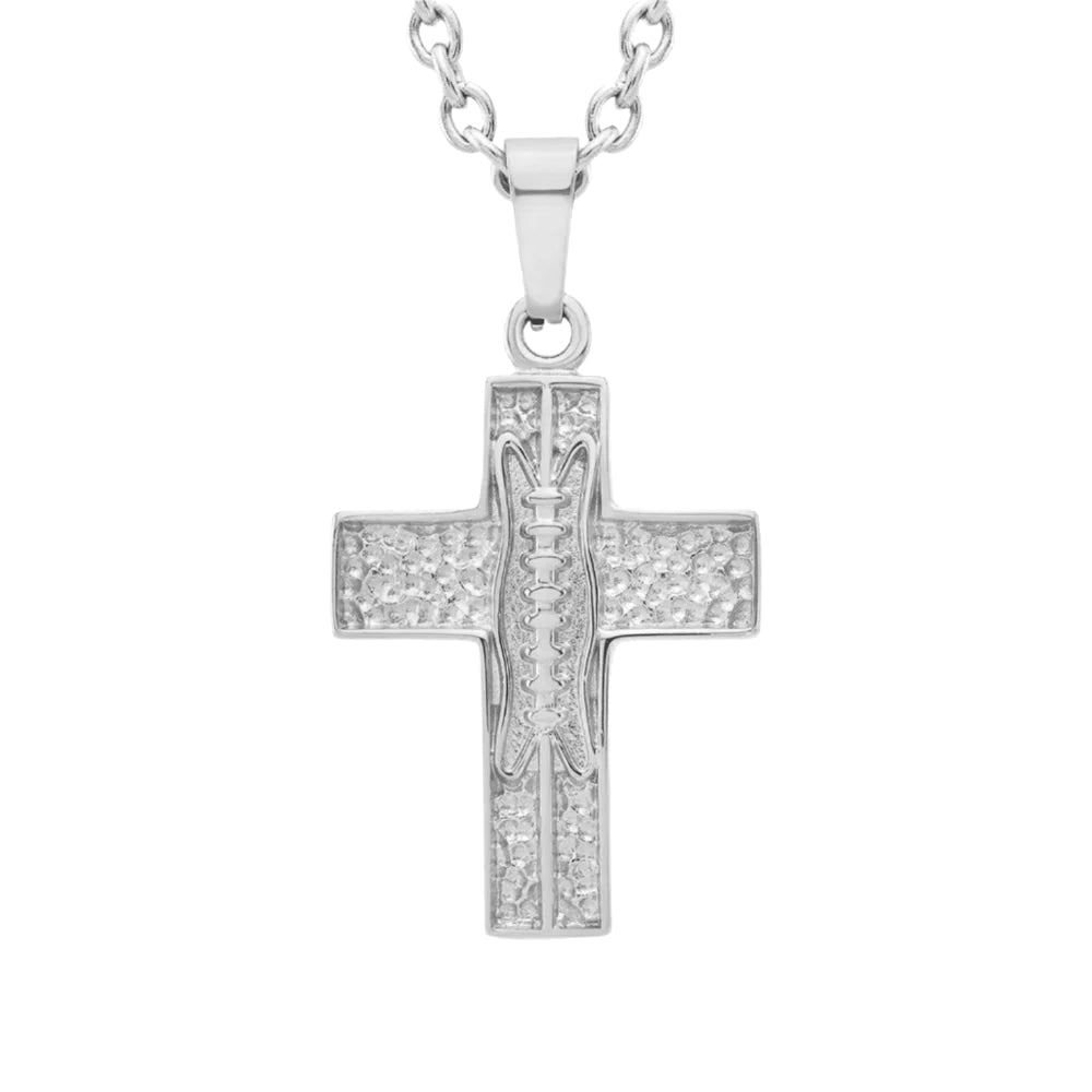 Pigskin Football Cross Necklace