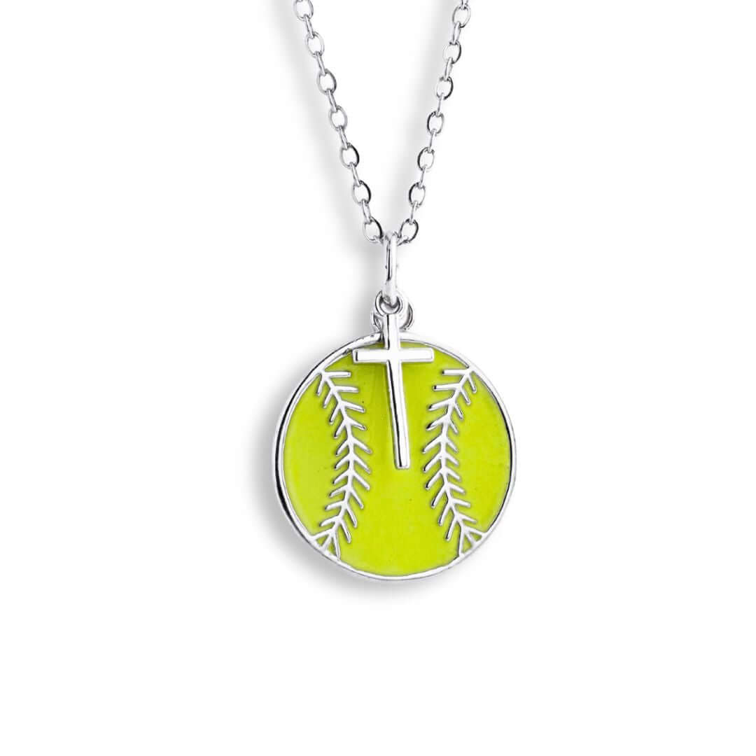 Softball Dangle Cross Necklace