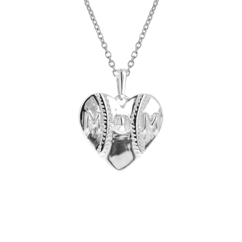 Mom Heart Baseball Necklace